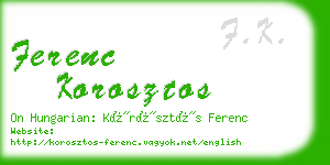 ferenc korosztos business card